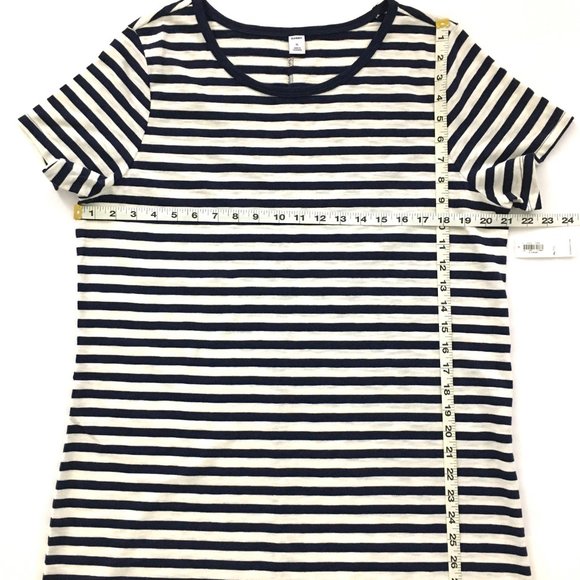 NEW! Old Off-White Navy Stripe Slub Knit T-Shirt Dress - XL - Picture 4 of 5